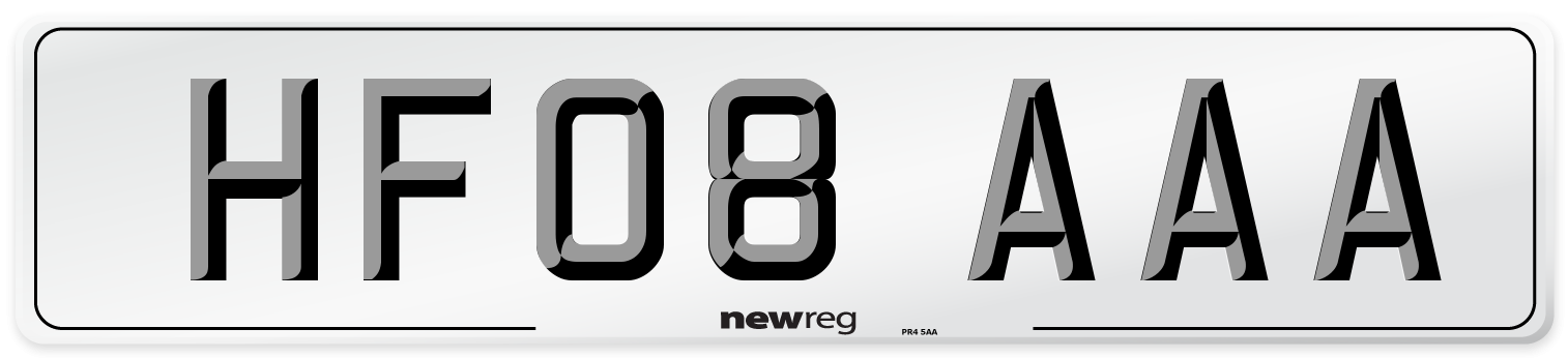 HF08 AAA Number Plate from New Reg
